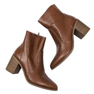 Faux Leather Booties Chestnut